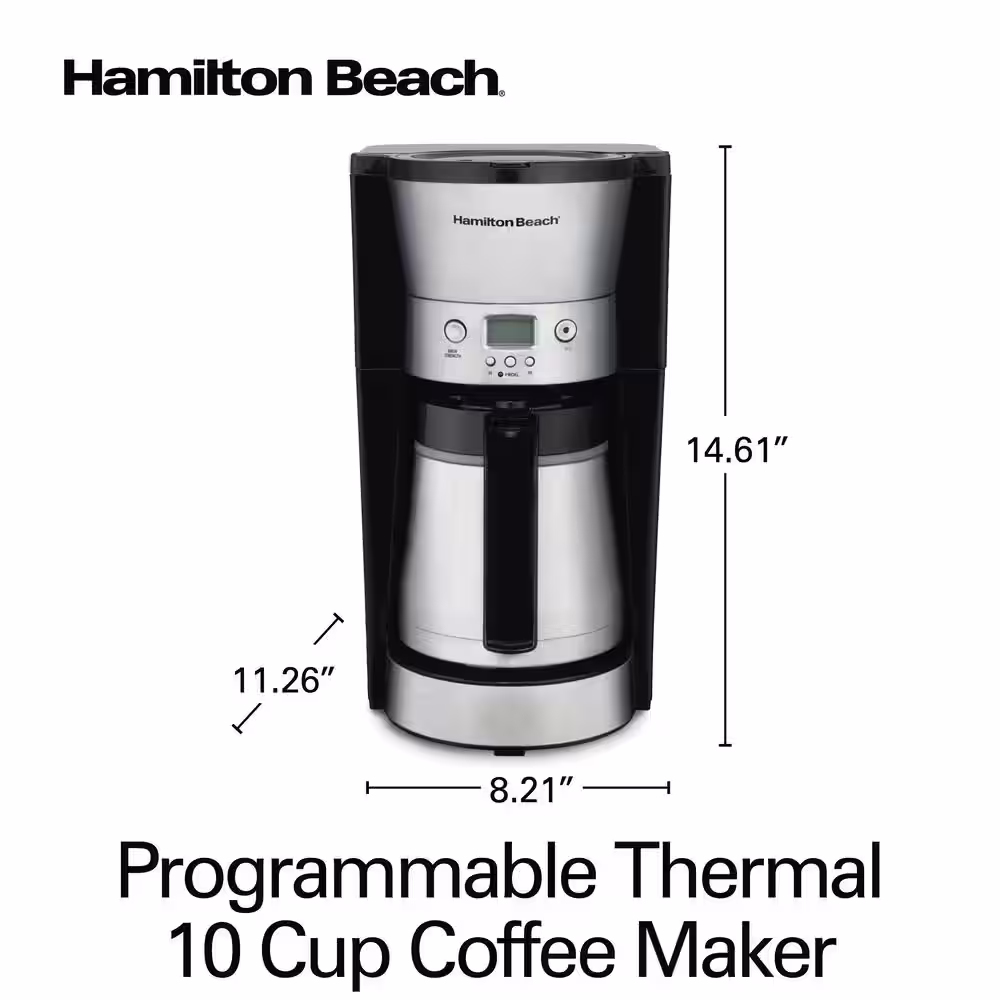 Hamilton Beach 10-Cup Stainless Steel Programmable Drip Coffee Maker with Thermal Carafe