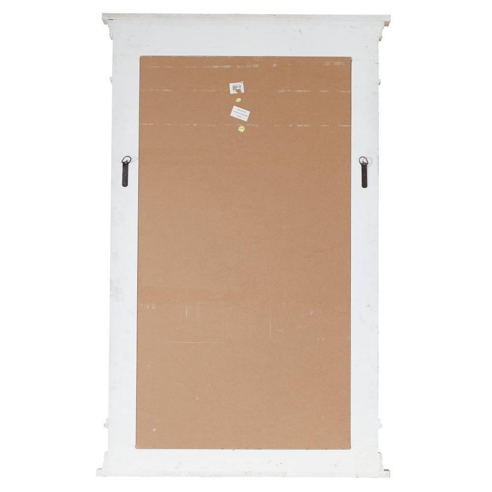 Litton Lane 52 in. x 37 in. Window Pane Inspired Rectangle Framed Cream Wall Mirror with Arched Top and Distressing