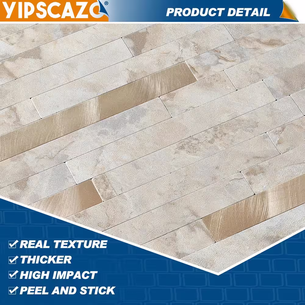 Yipscazo Marble Collection Ecru 12 in. x 12 in. PVC Peel and Stick Tile (5 sq. ft./5-Sheets)