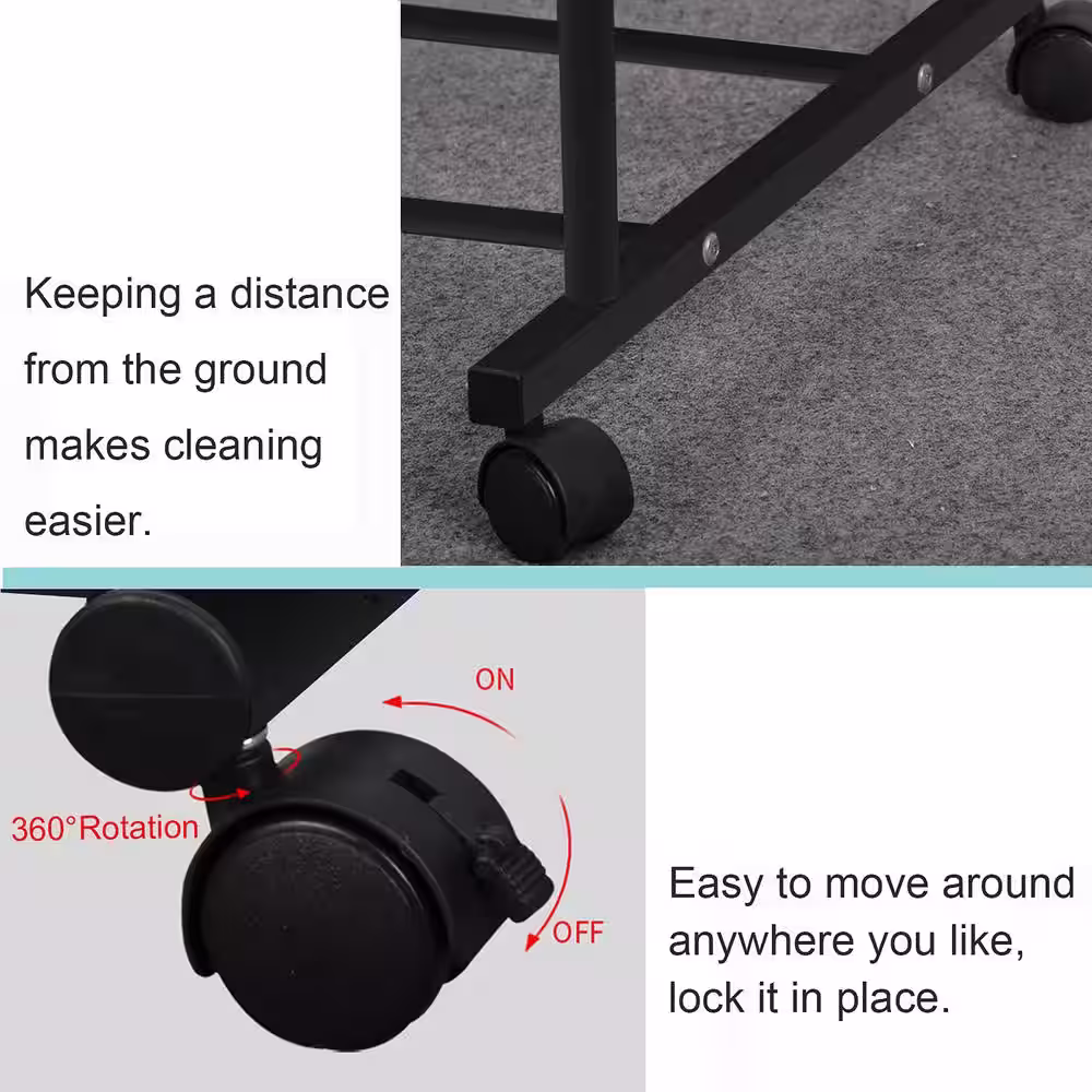 None Black Metal Garment Clothes Rack Double Rods 31.5 in. W x 63 in. H