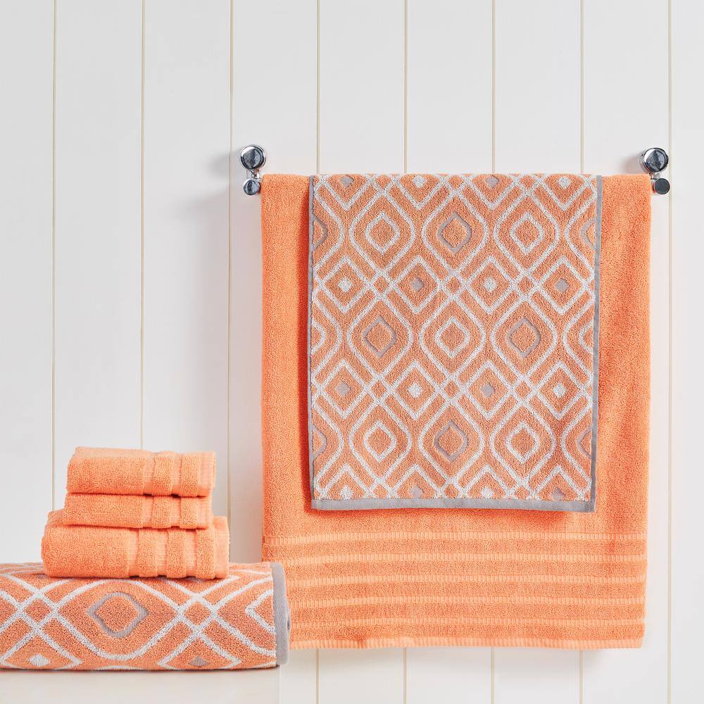 MODERN THREADS Oxford Coral 6-Piece Yarn Dyed Towel Set