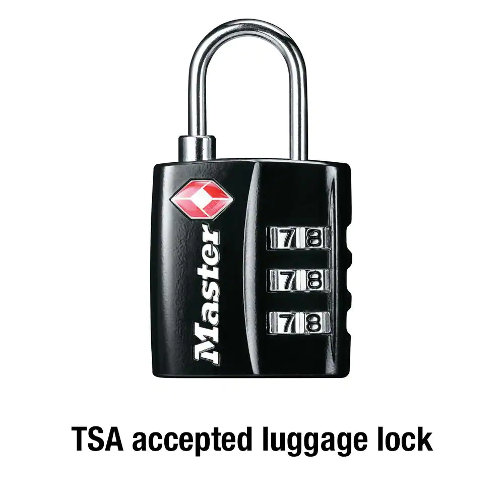 Master Lock TSA Approved Combination Luggage Lock, Resettable, Black
