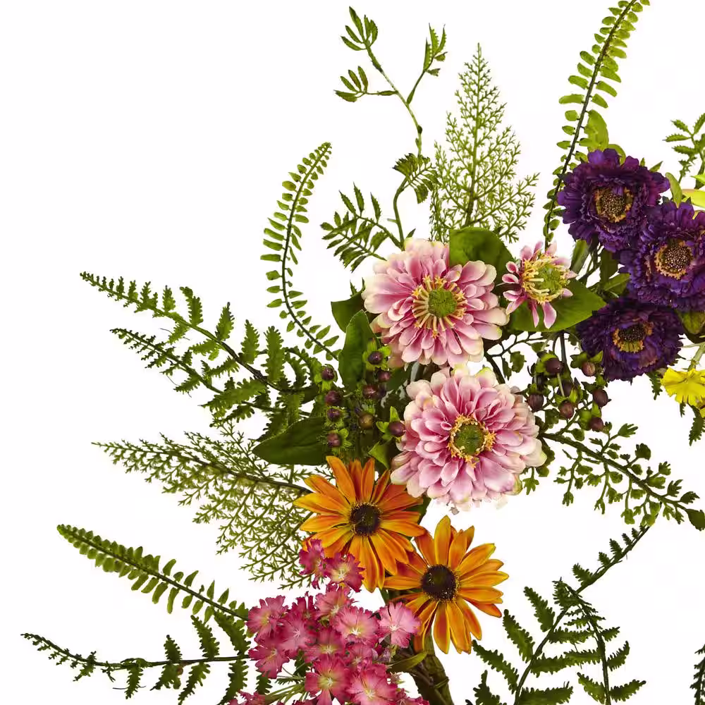 Nearly Natural Mixed Flower 22 in. Artificial Wreath