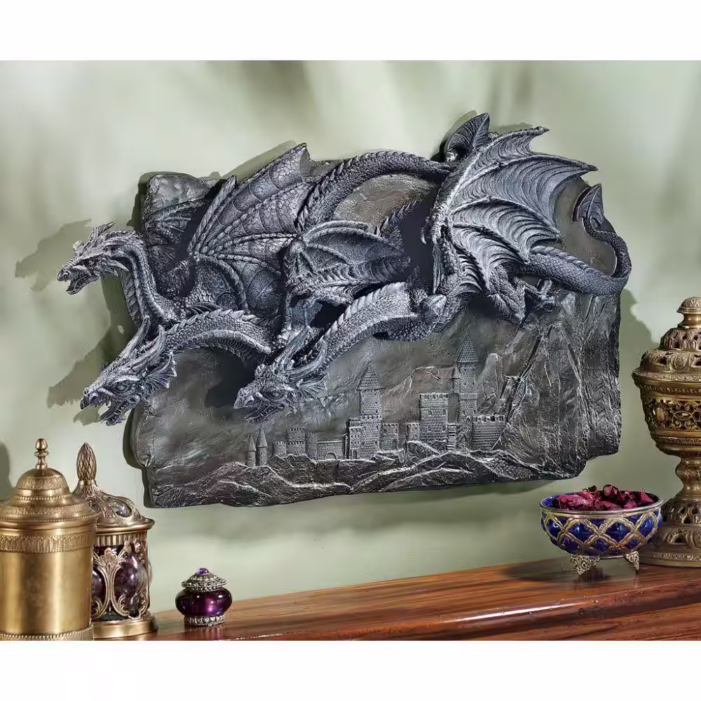 Design Toscano 18 in. x 30 in. Morgoth Castle Dragons Wall Sculpture