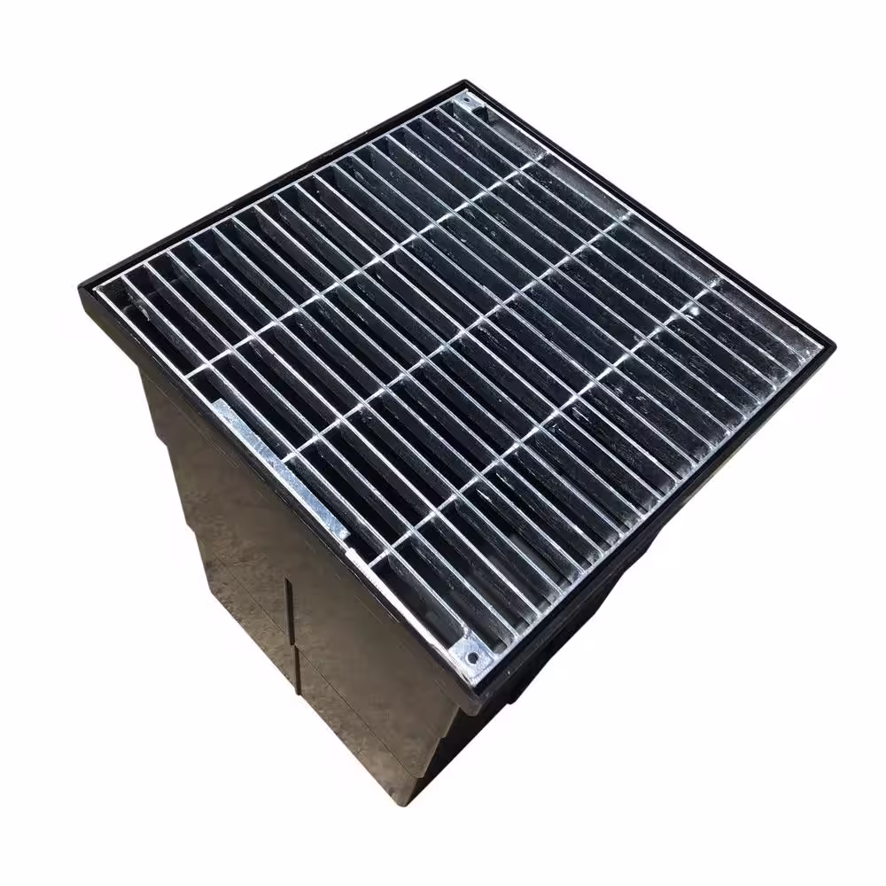 U.S. TRENCH DRAIN 18 in. Storm Water Pit and Catch Basin for Modular Trench and Channel Drain Systems with Galvanized Steel Grate