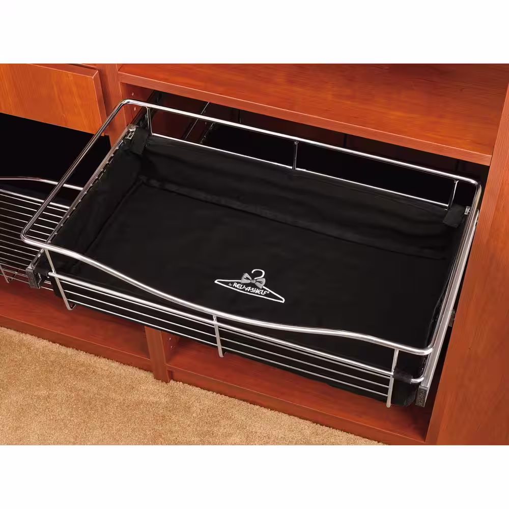 Rev-A-Shelf 7 in. H x 30 in. W Black Steel 1-Drawer Wide Mesh Wire Basket