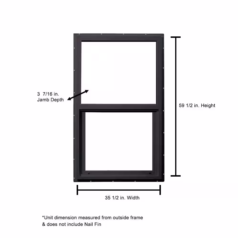 Ply Gem 35.5 in. x 59.5 in. Select Series Single Hung Vinyl Black Window with HPSC Glass and Screen Included