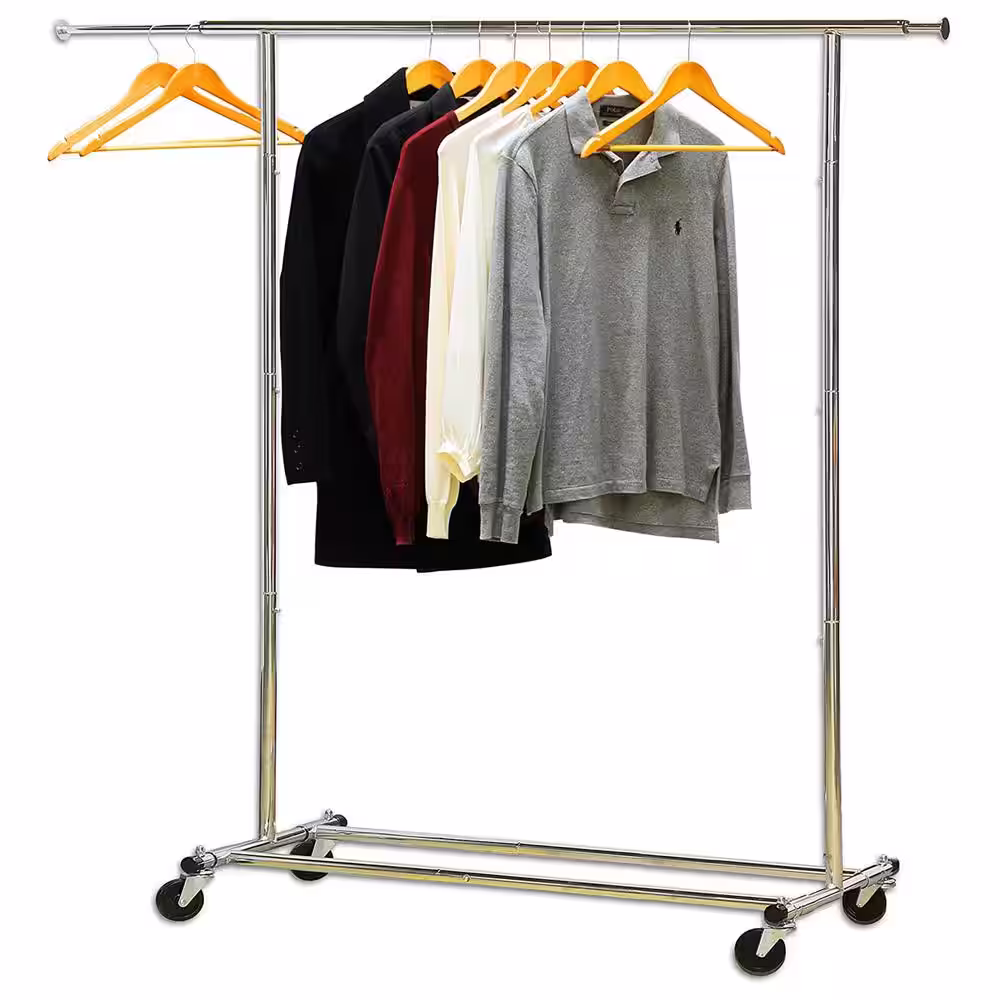 None Chrome Metal Garment Clothes Rack 40 in. W x 62 in. H