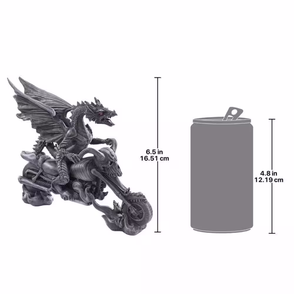 Design Toscano Biker Dragon on Skeleton Chopper Statue