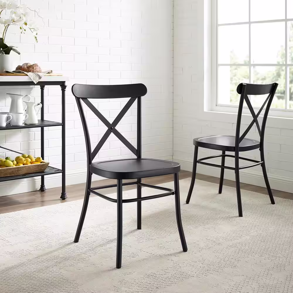 CROSLEY FURNITURE Camille Black Metal Dining Chair (Set of 2)