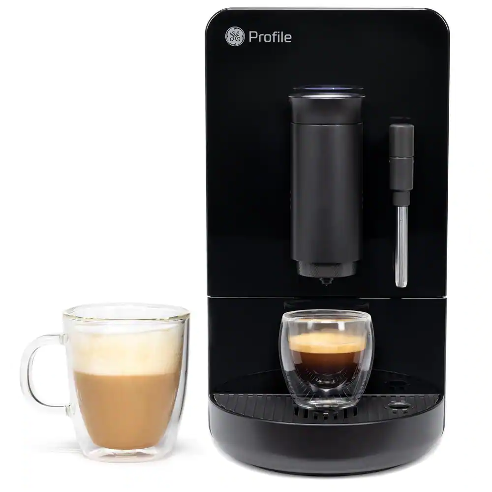 GE Profile 1- Cup Automatic Espresso Machine in Black with Built in Grinder, Frother, Frothing Pitcher, and WiFi Connected