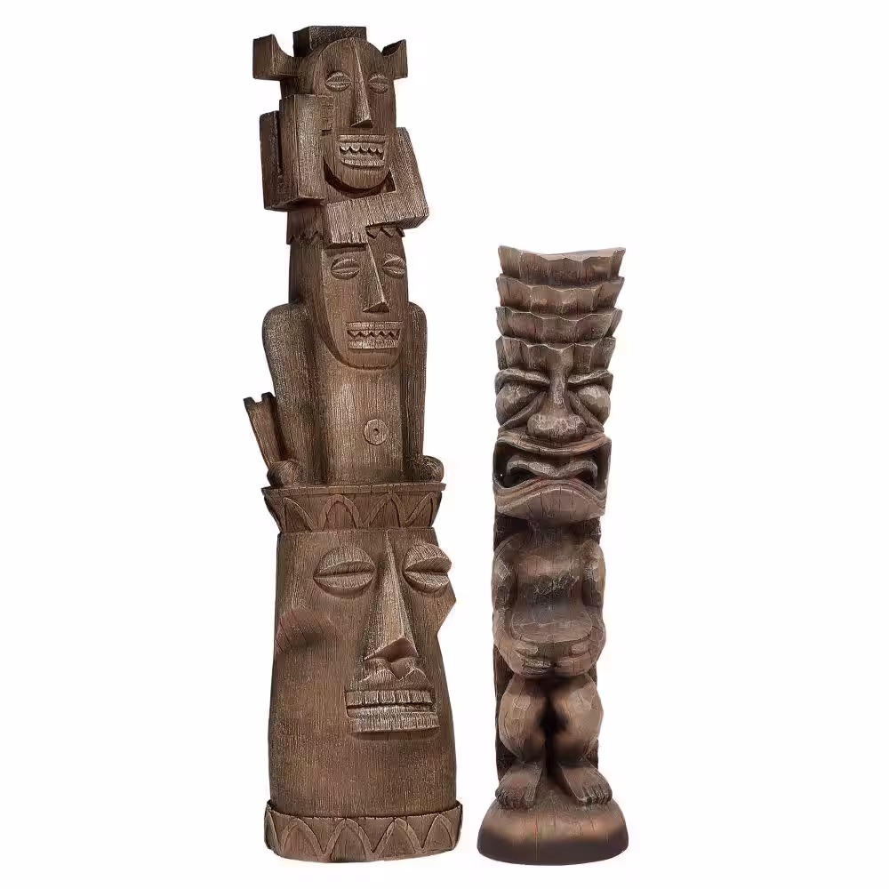 Design Toscano Tiki Gods The Art of Celebration Luau and 3 Pleasures Gods Statue Set (2-Piece)
