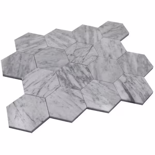Apollo Tile Carrara Hexagon 10.25 in. x 9 in. Honed Metal Peel and Stick Tile for Kitchen and Bathroom (6.41 sq. ft./ Case)
