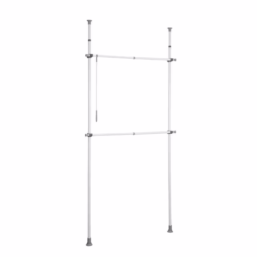 Wenko Herkules Basic 4.33 in. D x 47.24 in. W x 118.11 in. H White Powder-Coated Steel Tension Mount Closet System