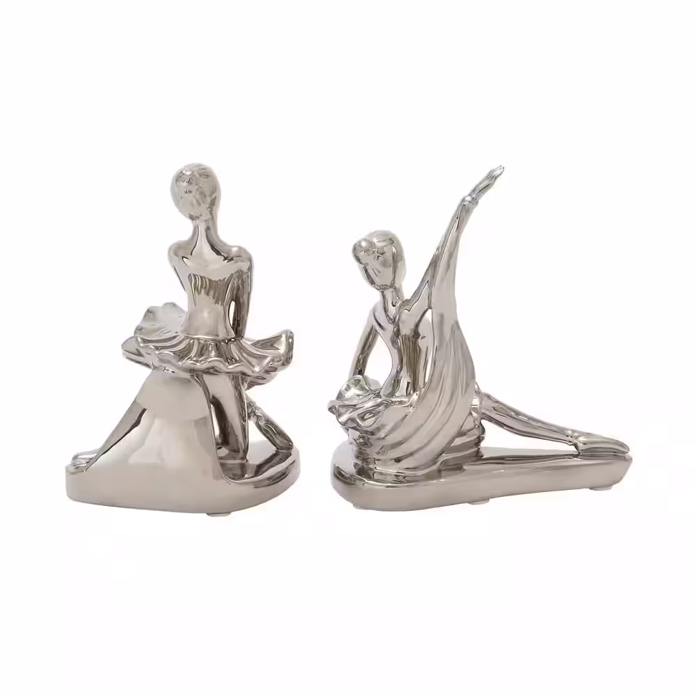 Novogratz Silver Porcelain Dancer Sculpture (Set of 2)
