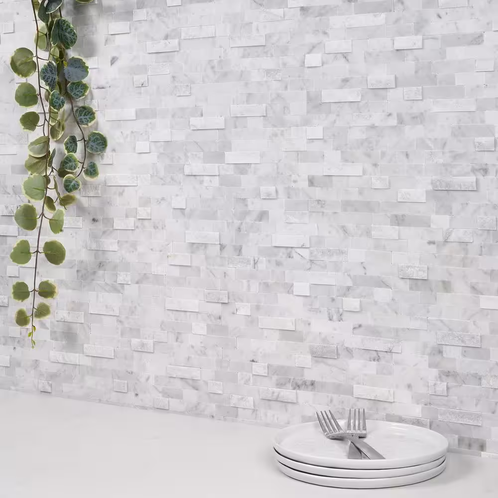 Ivy Hill Tile Luxe Core Brick White 10.82 in. x 11.8 in. Marble Peel and Stick Tile (0.88 Sq. Ft. / Sheet)