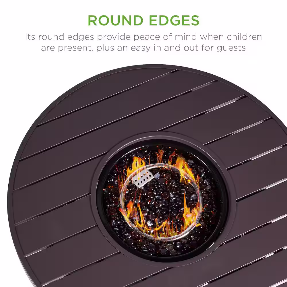 Best Choice Products 32in Round Wicker Fire Pit Table, 50,000 BTU Outdoor Patio Propane Gas Firepit w/Cover - Brown