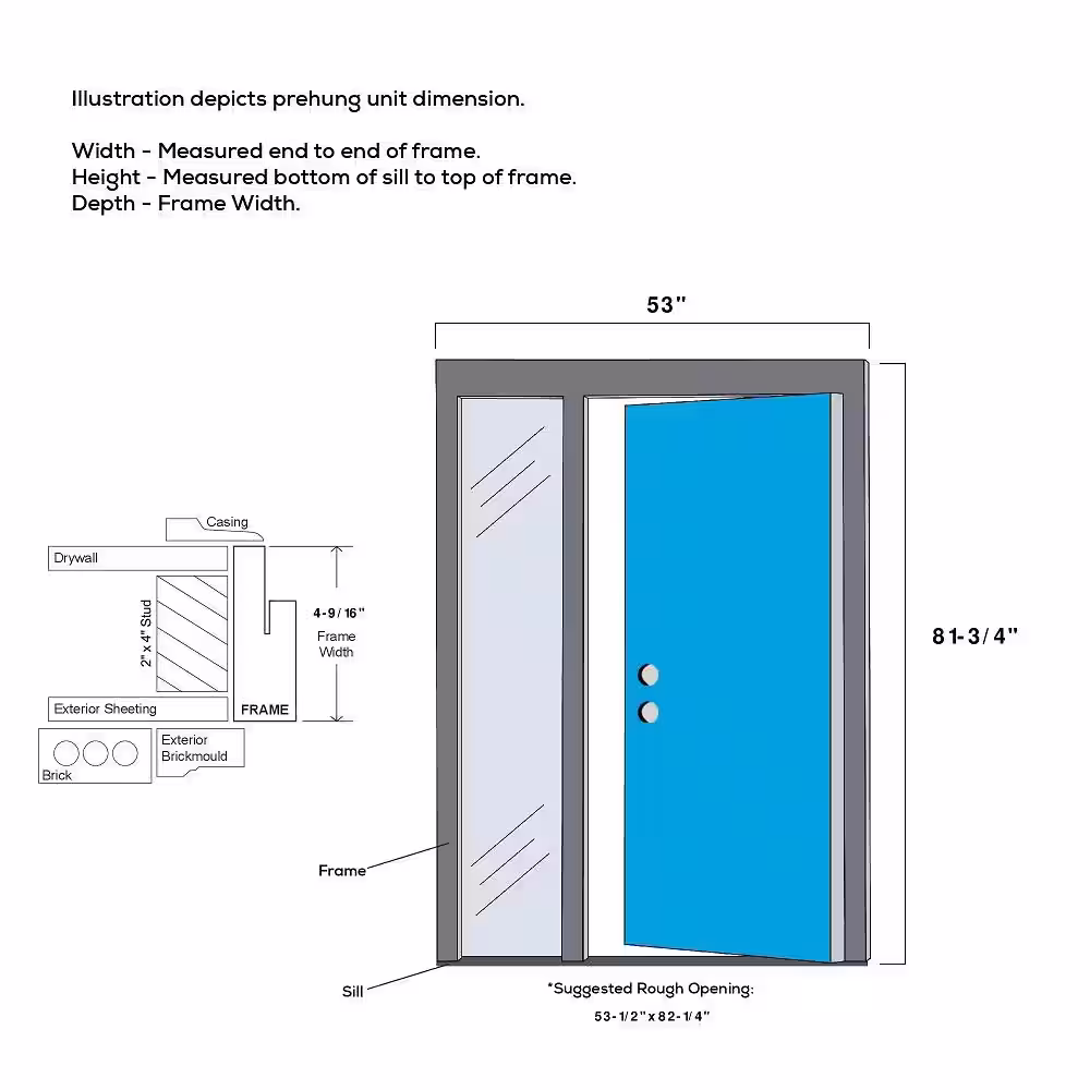 MMI Door 50 in. x 80 in. Right-Hand/Inswing Rain Glass Black Fiberglass Prehung Front Door on 4-9/16 in. Frame