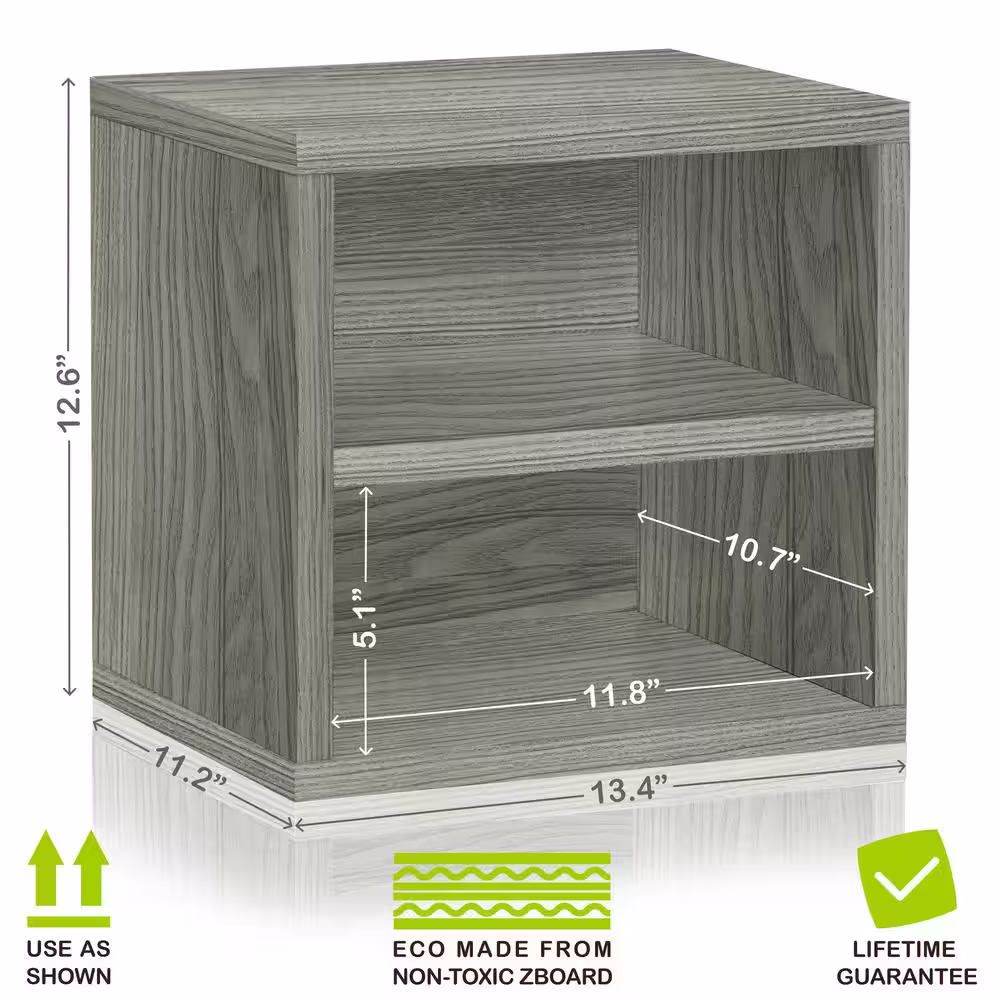 Way Basics 12.6 in. H x 13.4 in. W x 11.2 in. D Gray Recycled Materials 1-Cube Organizer