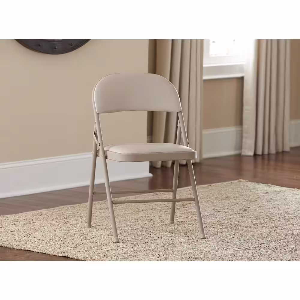 Cosco Antique Linen Vinyl Seat Stackable Folding Chair (Set of 4)