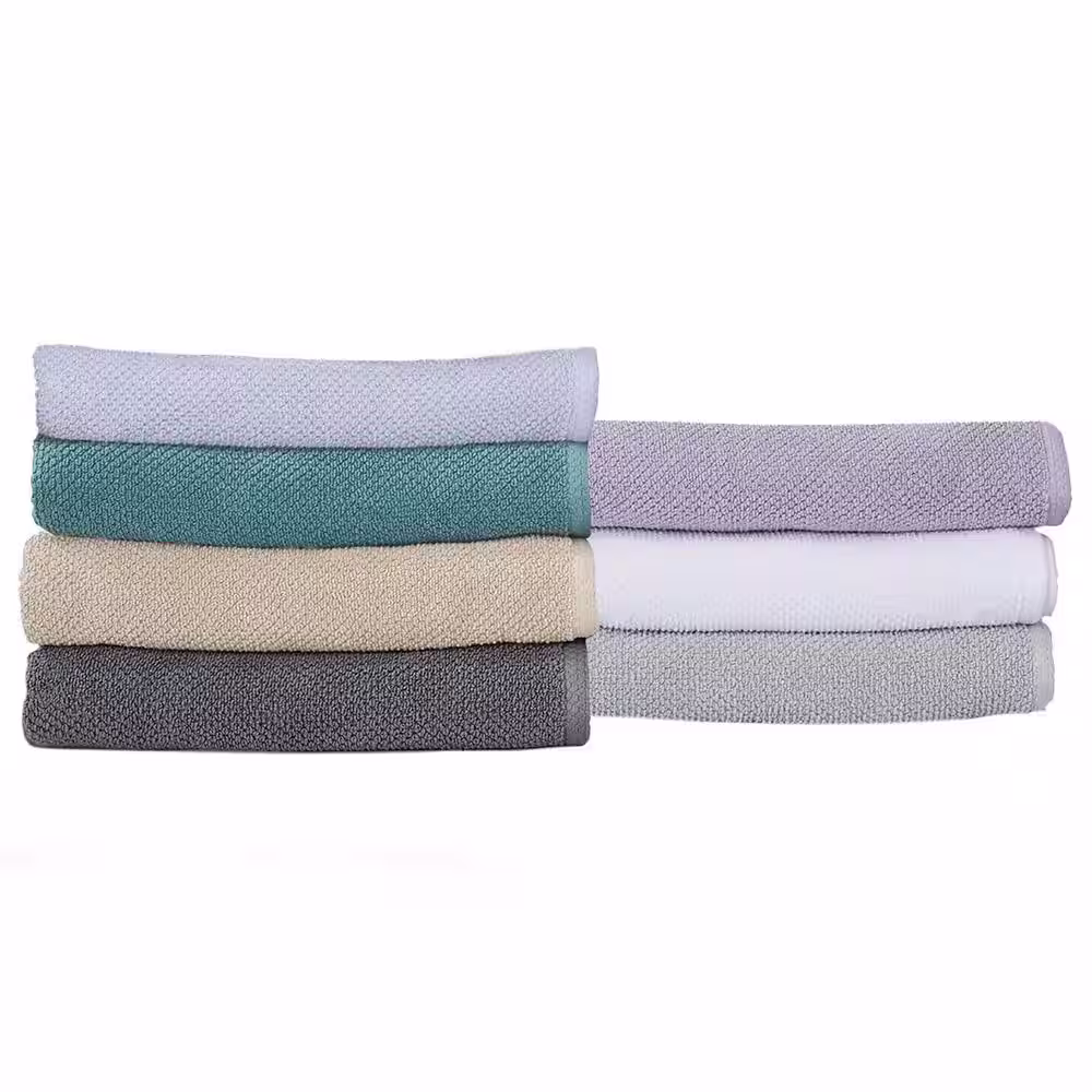 FRESHFOLDS White Solid 100% Cotton Textured Bath Towel (Set of 4)