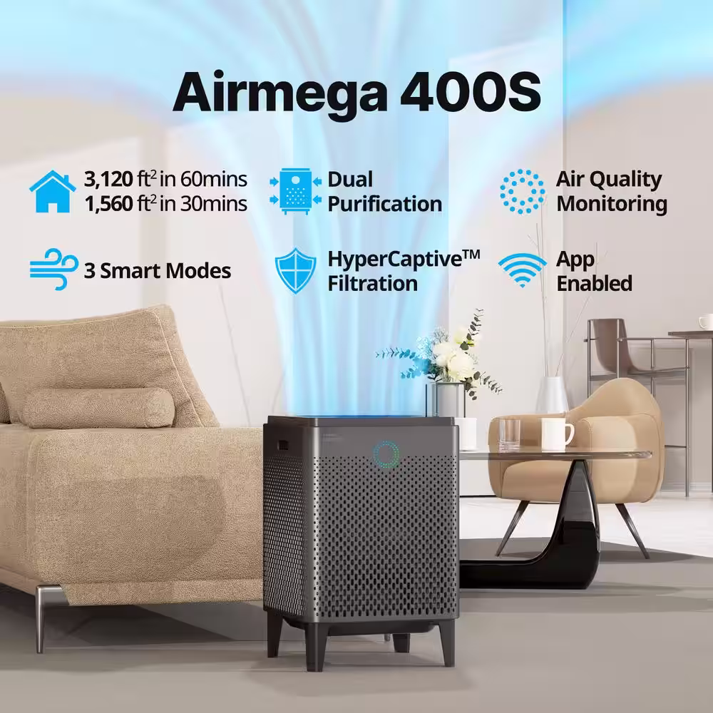Coway Airmega 400S Graphite True HEPA Air Purifier with 1560 sq. ft. Coverage, Wi-Fi enabled