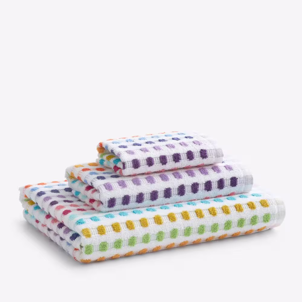 The Company Store Spectrum White Geometric Cotton Bath Towel