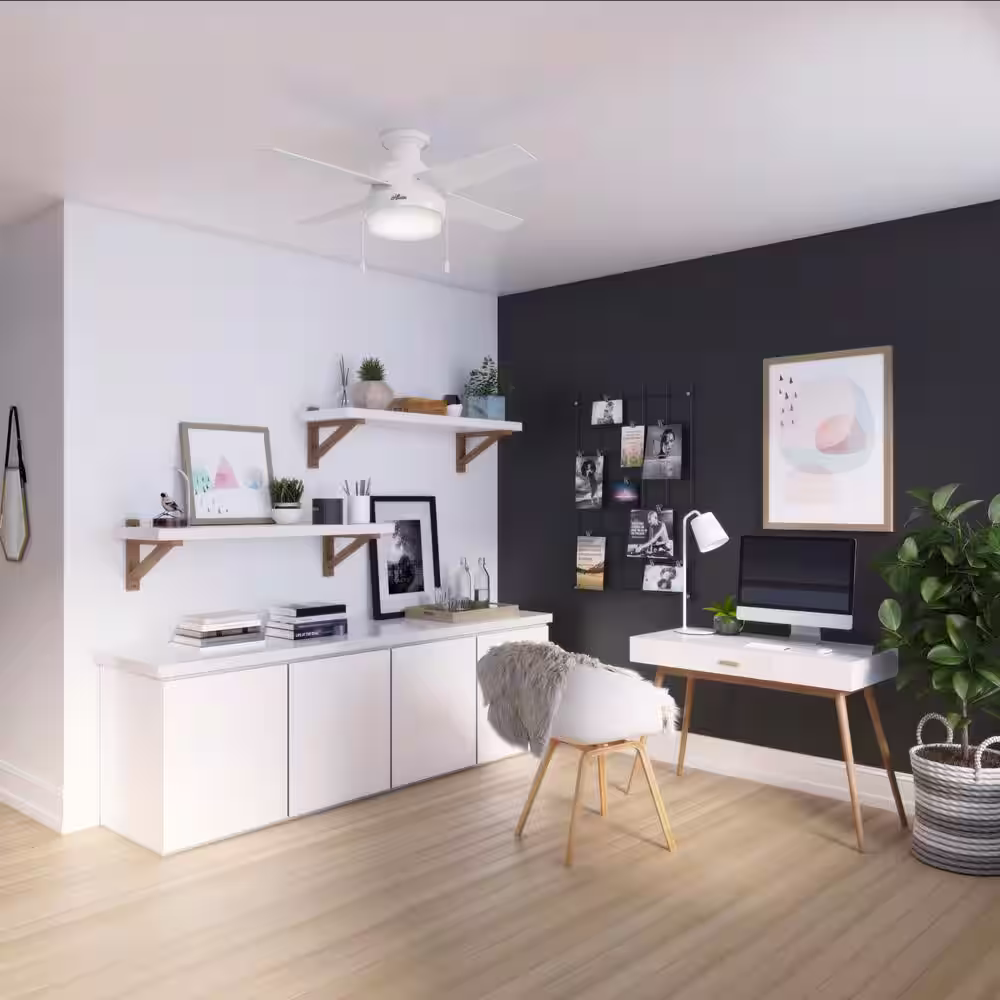 Hunter Ristrello 44 in. LED Low Profile Indoor Fresh White Ceiling Fan with Light Kit