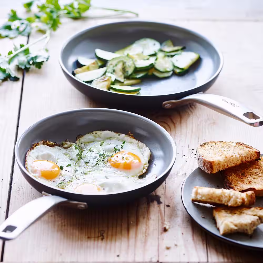 GreenPan Chatham 2-Piece Hard-Anodized Aluminum Ceramic Nonstick Frying Pan Set in Gray