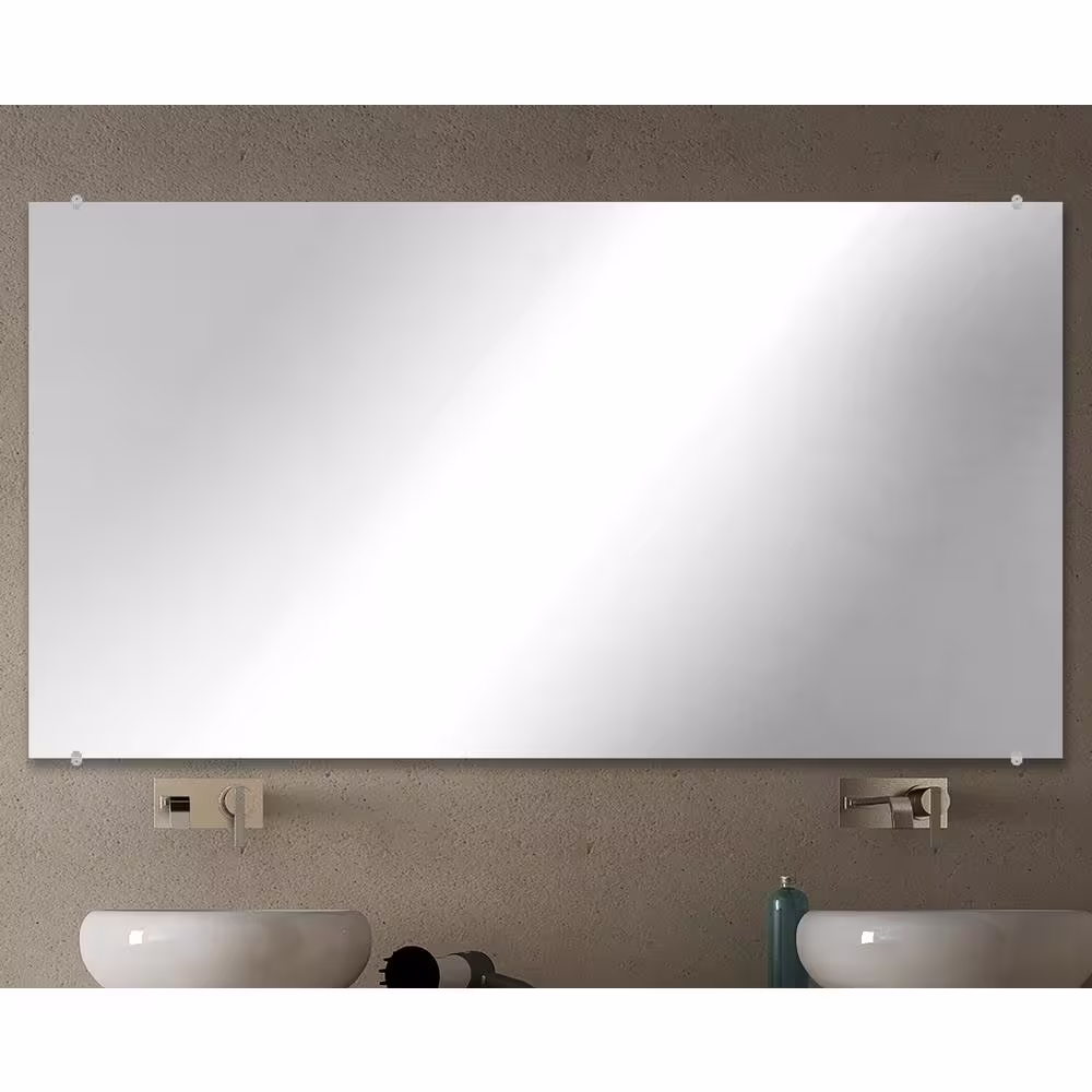 Unbranded Modern Rustic (72in. W x 26.5in. H) Frameless Rectangular Wall Mirror with Clear Clips