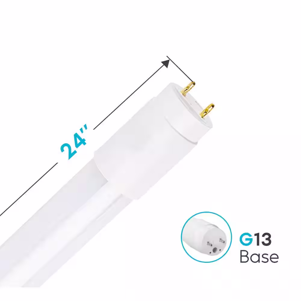 LUXRITE 11-Watt 2 ft. Linear T8 LED Tube Light Bulb 3000K Soft White Replacement Direct or Ballast Bypass, (4-Pack)
