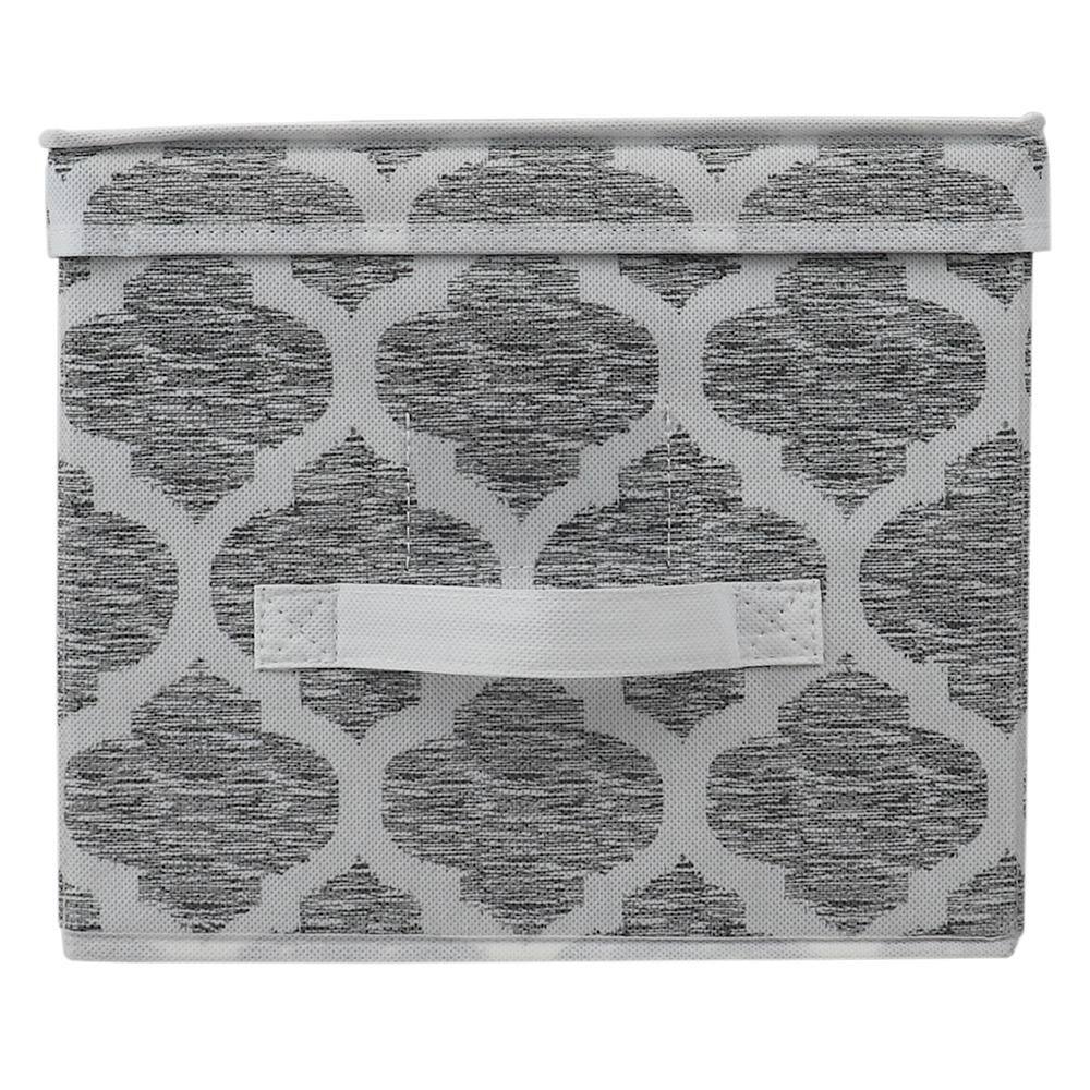 Home Basics 10 in. H x 15.75 in. W x 11.8 in. D Gray Fabric Cube Storage Bin