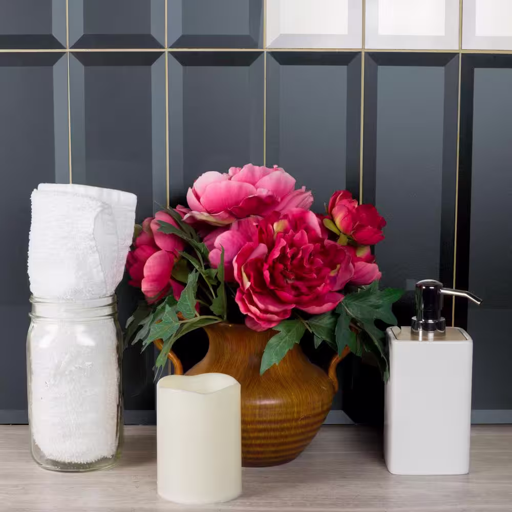 ABOLOS Secret Dimensions Royal Gray Reverse Beveled Subway 4 in. x 16 in. Glossy Glass Wall Tile (9 Pieces/4 Sq. Ft.)