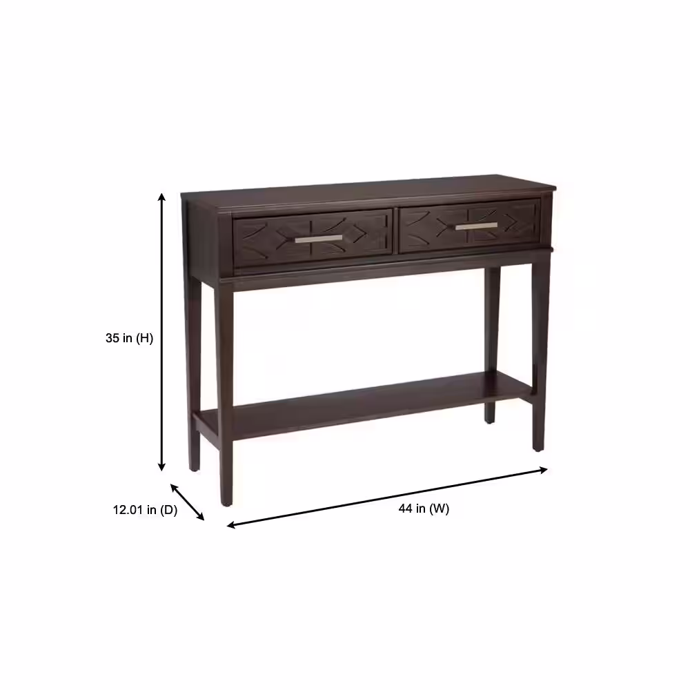 StyleWell Rectangular Smoke Brown Wood 2 Drawer Console Table (44 in. W x 35 in. H)