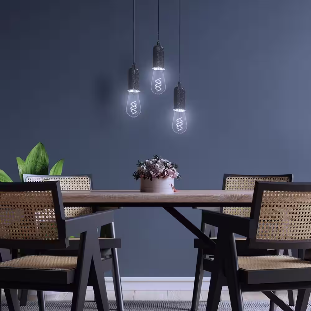 Feit Electric 40-Watt Equivalent ST19 Dimmable Double Spiral White Filament Clear E26 Vintage Edison LED Light Bulb, Daylight 5000K