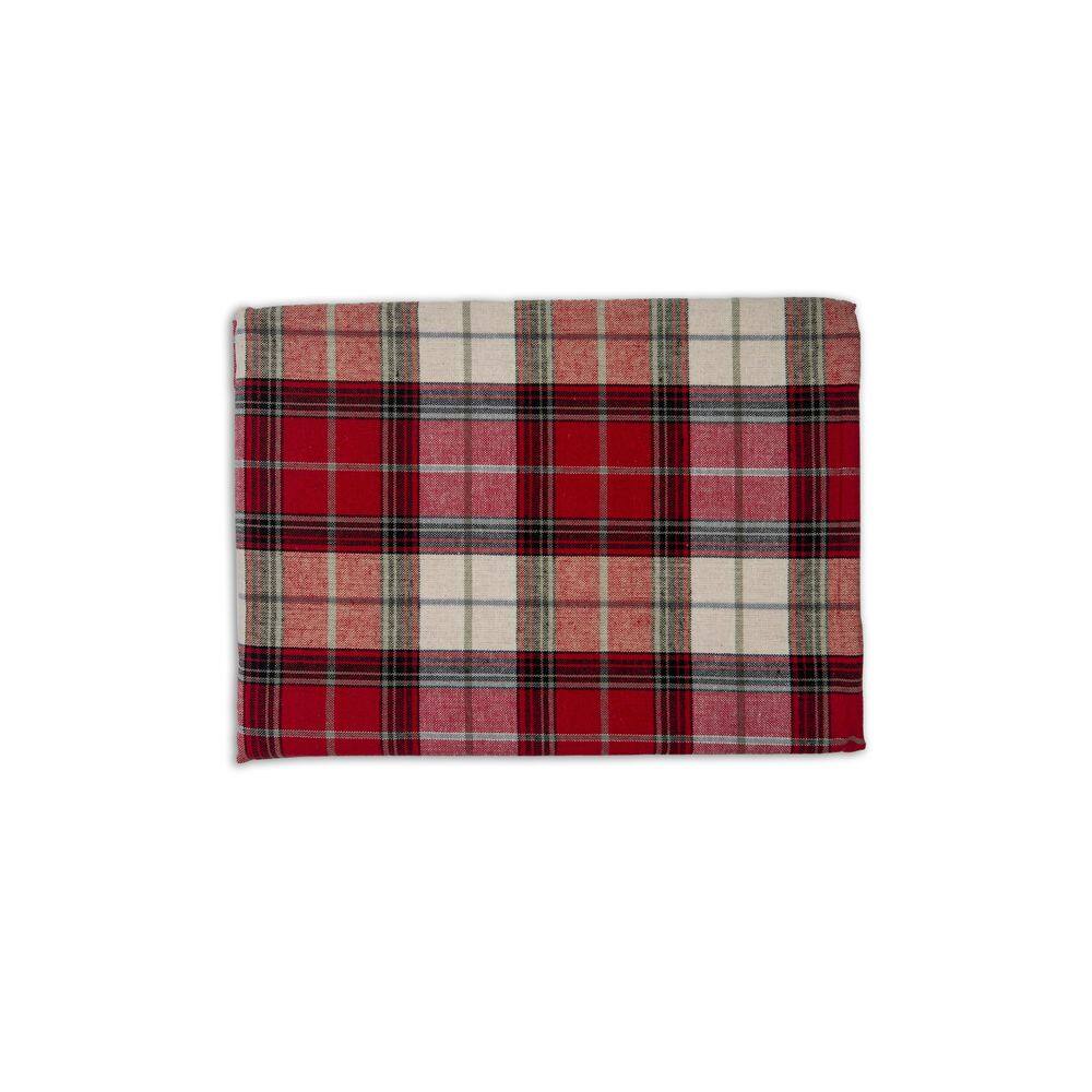 Lintex 60 in. x 84 in. Red Comfy Plaid 95% Cotton 5% Lurex Tablecloth