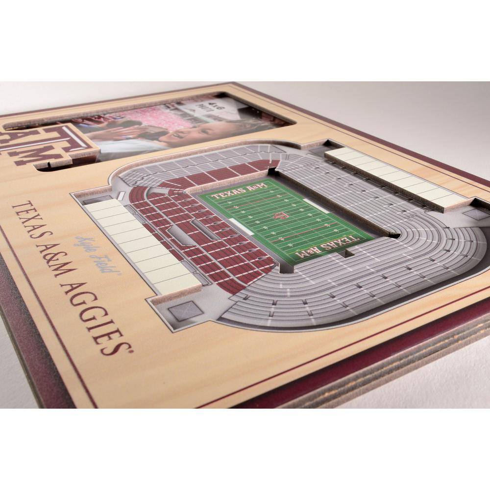 YouTheFan NCAA Texas A&M Aggies Team Colored 3D StadiumView with 4 in. x 6 in. Picture Frame