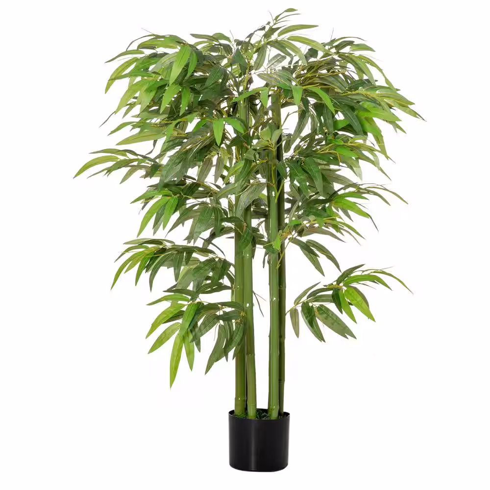 HOMCOM 4 .5 ft. Green Artificial Bamboo Tree in Pot