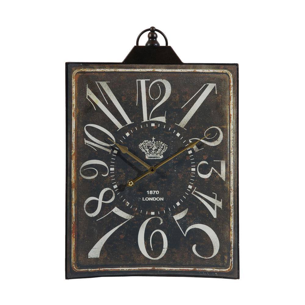 A & B Home 26 in. x 16 in. Black and White Metal Tabletop Clock