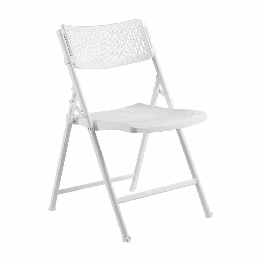 National Public Seating Oversized 18 in. Premium White Polypropylene Seat, Metal AirFlex Series Folding Chair (Set of 4 Chairs)