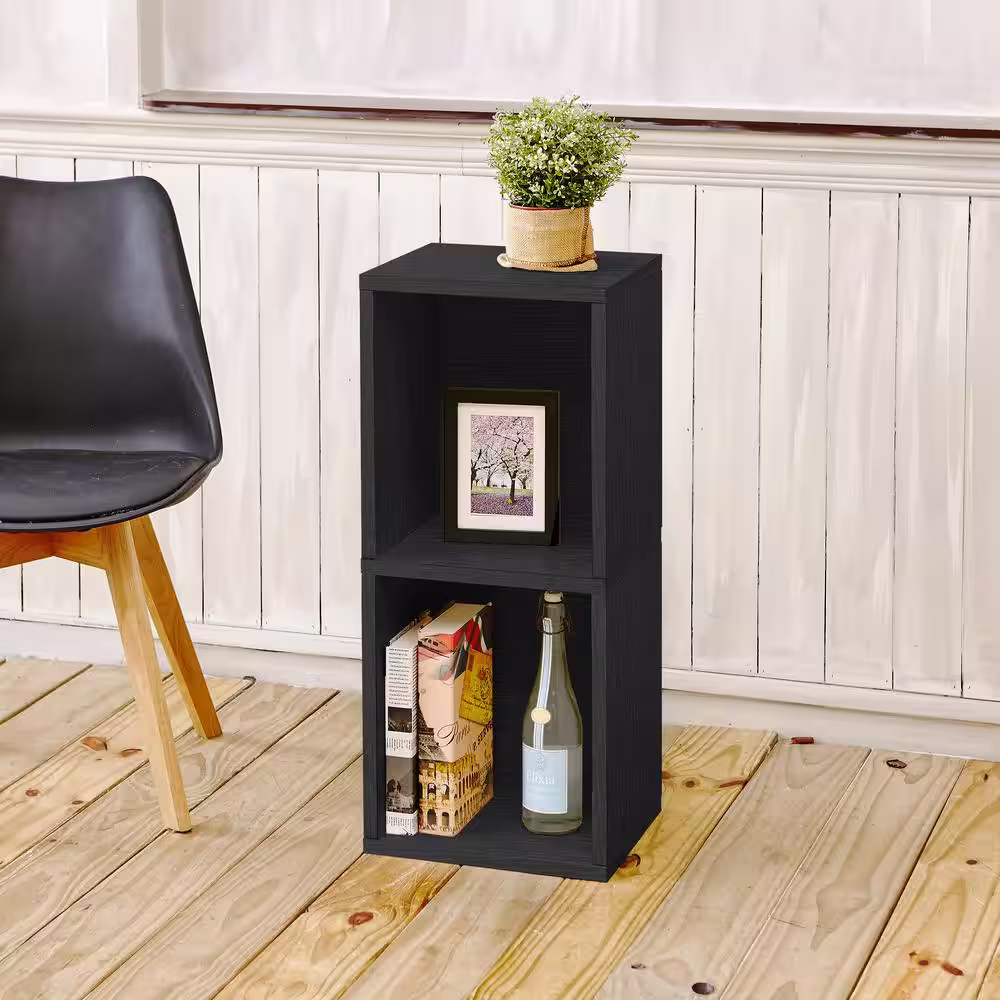Way Basics 30.2 in. H x 13.4 in. W x 11.2 in. D Black Recycled Materials 2-Cube Organizer