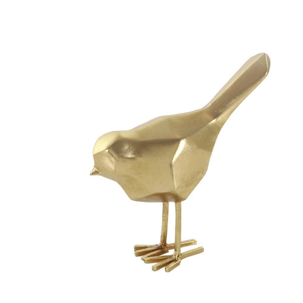 CosmoLiving by Cosmopolitan Gold Polystone Bird Sculpture with Origami Accents (Set of 2)
