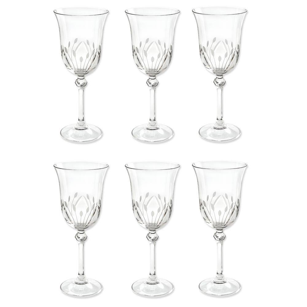 Lorren Home Trends Etched White Wine Goblets (Set of 6)
