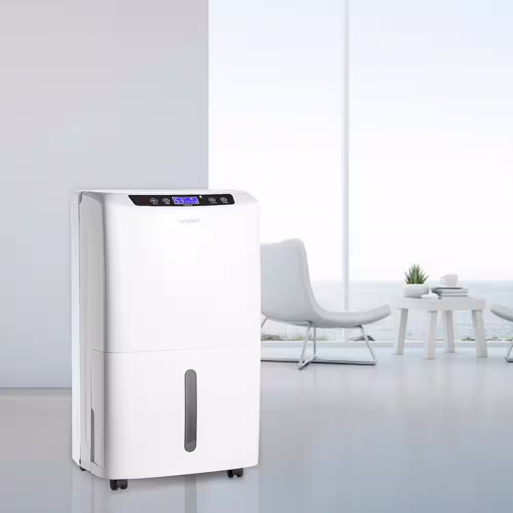 waykar 34-Pint Dehumidifier with Smart Dry for Bedrooms Basements or Damp Rooms up to 2000 sq. ft. White
