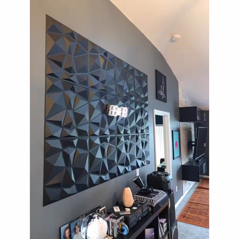 Art3dwallpanels 19.7 in. x 19.7 in. Diamond Black 3D PVC Wall Panels (12-Pack)