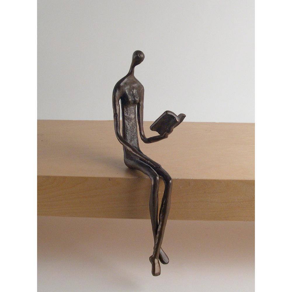 DANYA B Woman Reading Over Ledge Cast Figure Bronze Sculpture