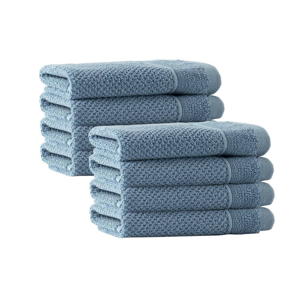 None Veta 8-Pieces Denim Turkish Cotton Wash Towels