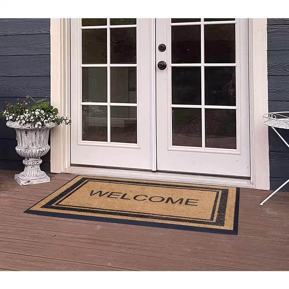 None A1HC Welcome Markham Border Double Extra Large 30 in. x 48 in. Coir Door Mat