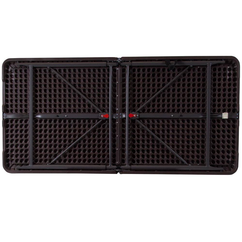 None 48.25 in. Brown Plastic Tabletop Metal Frame Folding Table