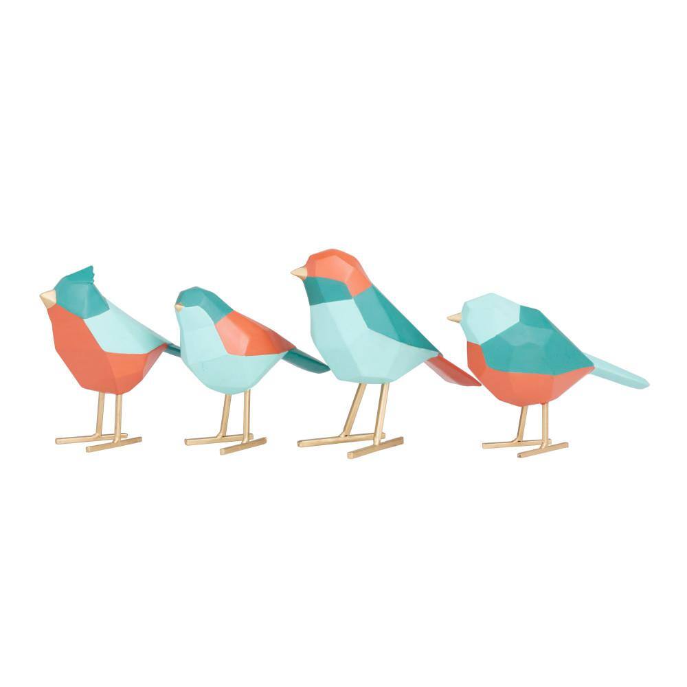 CosmoLiving by Cosmopolitan Multi Colored Polystone Bird Sculpture (Set of 4)